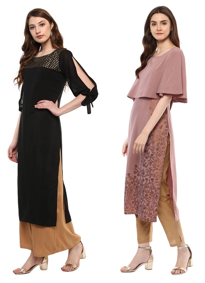 multicolor faux crepe printed kurti