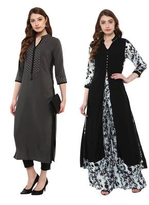 multicolor faux crepe printed kurti 1