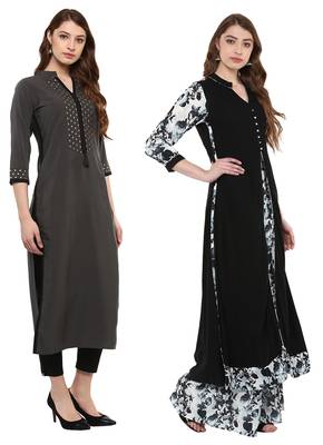 multicolor faux crepe printed kurti 2