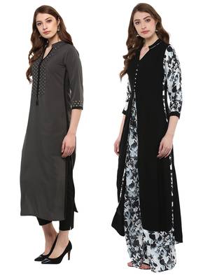 multicolor faux crepe printed kurti 4