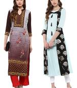 multicolor faux crepe printed kurti
