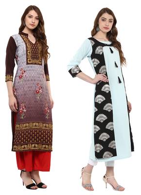 multicolor faux crepe printed kurti 2