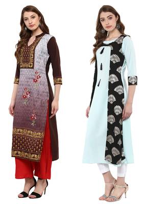 multicolor faux crepe printed kurti 4