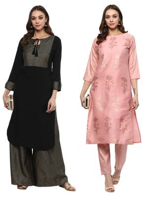 multicolor faux crepe printed kurti 1
