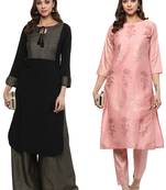 multicolor faux crepe printed kurti