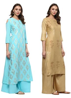 multicolor faux crepe printed kurti 2