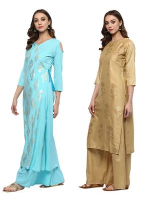 multicolor faux crepe printed kurti 4