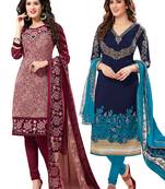 Multicolor Printed Synthetic Unstitched Salwar With Dupatta