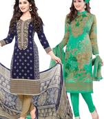 Multicolor Printed Synthetic Unstitched Salwar With Dupatta