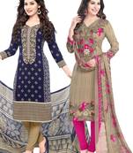 Multicolor Printed Synthetic Unstitched Salwar With Dupatta