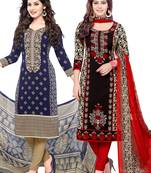 Multicolor Printed Synthetic Unstitched Salwar With Dupatta