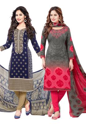 Multicolor Printed Synthetic Unstitched Salwar With Dupatta 1