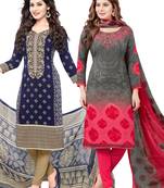 Multicolor Printed Synthetic Unstitched Salwar With Dupatta