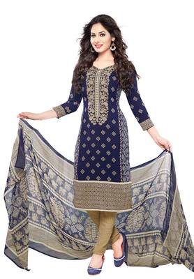 Multicolor Printed Synthetic Unstitched Salwar With Dupatta 2