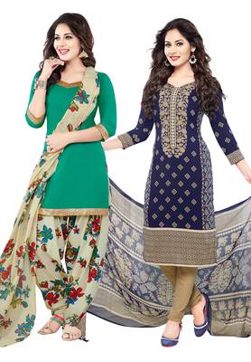 Multicolor Printed Synthetic Unstitched Salwar With Dupatta 1