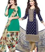 Multicolor Printed Synthetic Unstitched Salwar With Dupatta