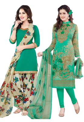 Multicolor Printed Synthetic Unstitched Salwar With Dupatta 1