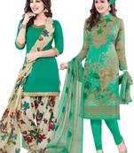 Multicolor Printed Synthetic Unstitched Salwar With Dupatta