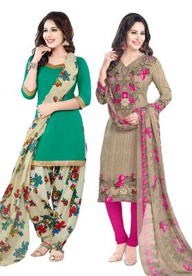 Multicolor Printed Synthetic Unstitched Salwar With Dupatta 1