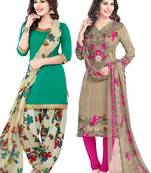 Multicolor Printed Synthetic Unstitched Salwar With Dupatta