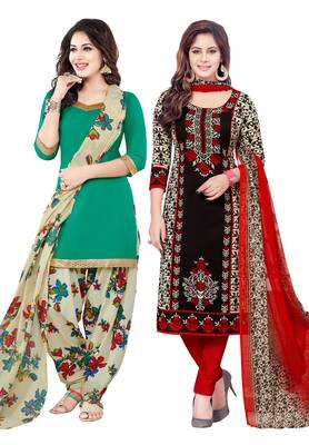 Multicolor Printed Synthetic Unstitched Salwar With Dupatta 1