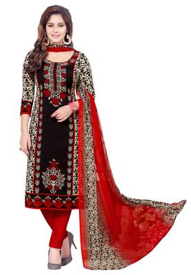 Multicolor Printed Synthetic Unstitched Salwar With Dupatta 3