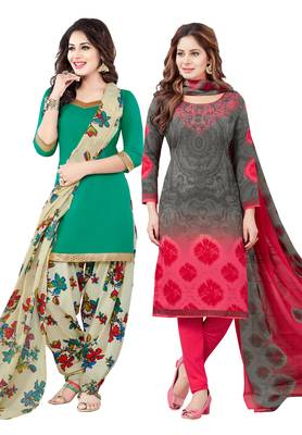 Multicolor Printed Synthetic Unstitched Salwar With Dupatta 1