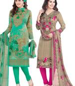 Multicolor Printed Synthetic Unstitched Salwar With Dupatta