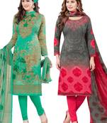 Multicolor Printed Synthetic Unstitched Salwar With Dupatta