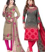 Multicolor Printed Synthetic Unstitched Salwar With Dupatta