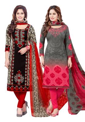 Multicolor Printed Synthetic Unstitched Salwar With Dupatta 1