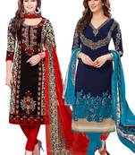 Multicolor Printed Synthetic Unstitched Salwar With Dupatta