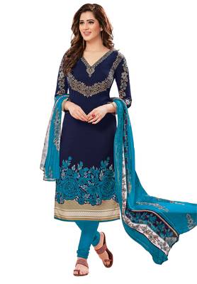 Multicolor Printed Synthetic Unstitched Salwar With Dupatta 4