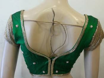 Awesome Green rawsilk handwork blouse 1
