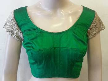 Awesome Green rawsilk handwork blouse 2
