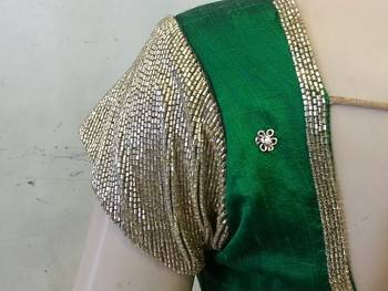 Awesome Green rawsilk handwork blouse 3