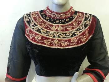 Enigmatic Black velvette handwork blouse 1
