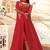 Dark red embroidered georgette anarkali semi stitched salwar with dupatta