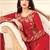 Dark red embroidered georgette anarkali semi stitched salwar with dupatta