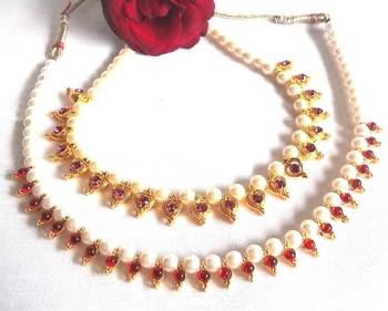 Purple Heart With Maroon Pearl Necklace 1