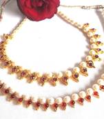 Purple Heart With Maroon Pearl Necklace