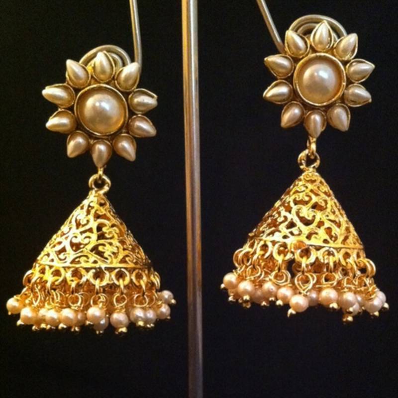 MEDHA Jhumkas (White) main image 0