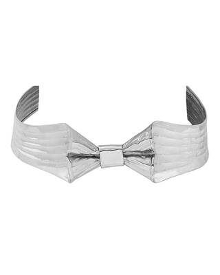 ribbon shaped silver tone lovely necklace 1
