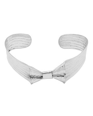 ribbon shaped silver tone lovely necklace 2