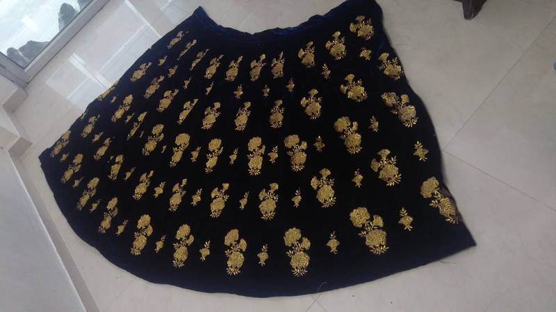 Navy blue embrodered  designer lehenga choli with blouse and dupatta