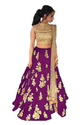 Magenta embrodered silk designer lehenga choli with blouse and dupatta 1