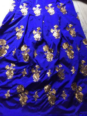 Royal blue embrodered silk designer lehenga choli with blouse and dupatta 2