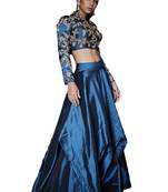 Blue thread embroidery

 silk semi stitched lehenga