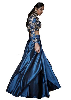 Blue thread embroidery

 silk semi stitched lehenga 2