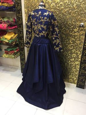 Blue thread embroidery

 silk semi stitched lehenga 3